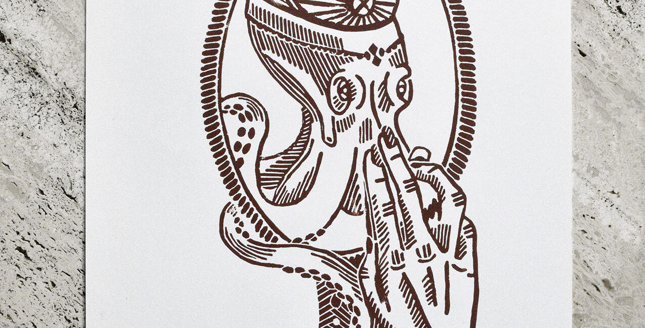 linogravure sur papier - princesse octopoda 2