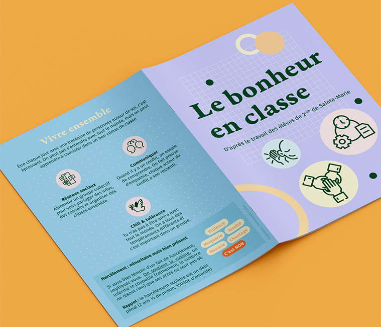 brochure avec des conseils et actions vertueuses pour améliorer la vie de classe