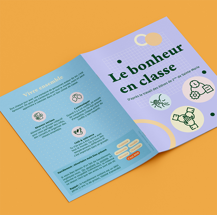 brochure avec des conseils et actions vertueuses pour améliorer la vie de classe